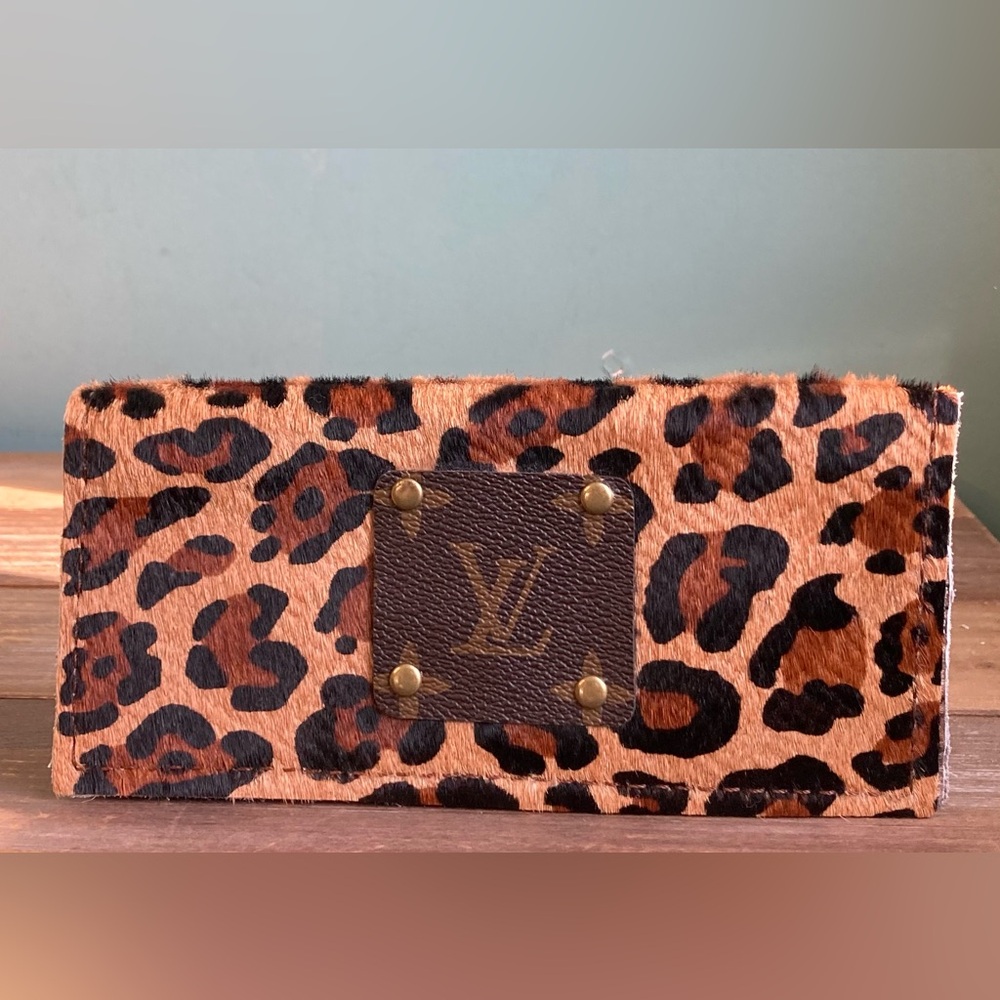 Handcrafted Upcycled Louis Vuitton Leather Leopard Wallet